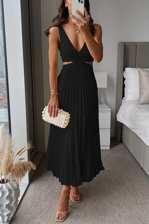 Chloe - Pleated cutout midi dress