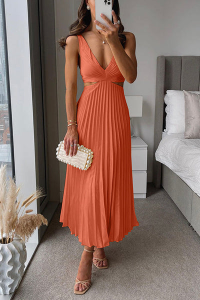 Chloe - Pleated cutout midi dress