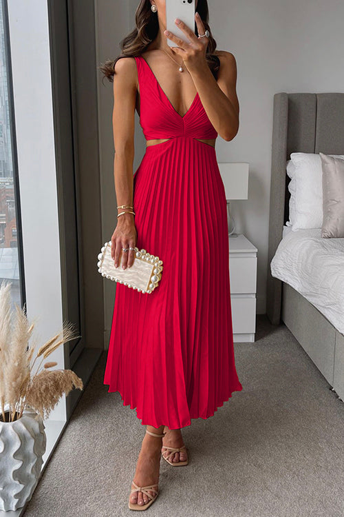 Chloe - Pleated cutout midi dress
