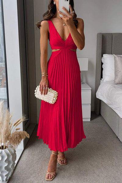 Chloe - Pleated cutout midi dress