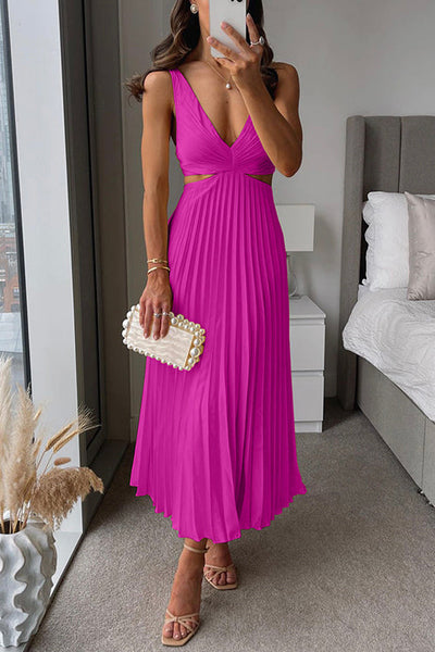 Chloe - Pleated cutout midi dress