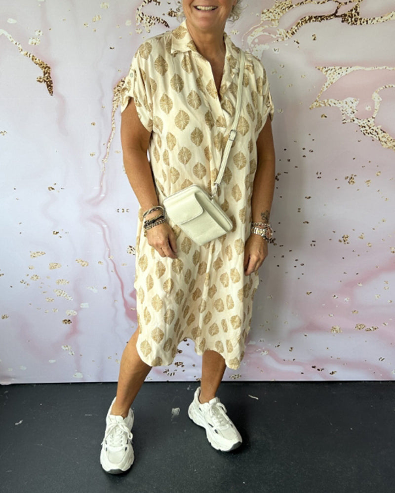 Liora | Loose Summer Dress with Lapel Collar and Short Sleeves