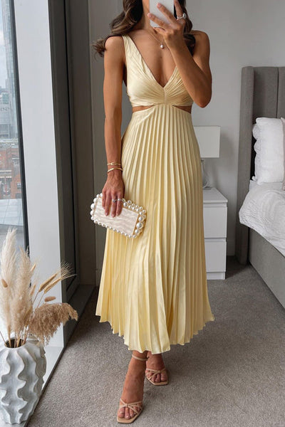 Chloe - Pleated cutout midi dress