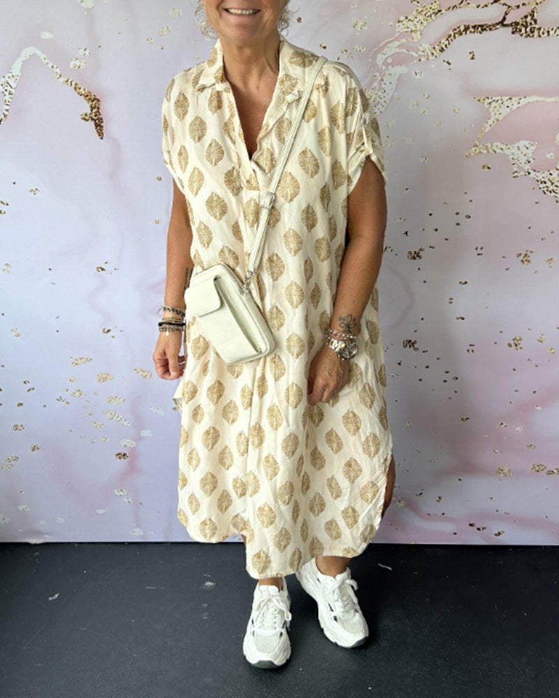 Liora | Loose Summer Dress with Lapel Collar and Short Sleeves