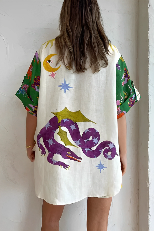 Zaya - Graphic Print Shirt & Shorts Set