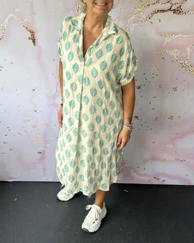 Liora | Loose Summer Dress with Lapel Collar and Short Sleeves