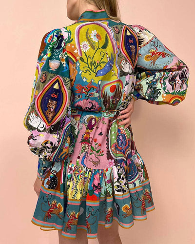 Tamara | Printed Lace-Up Dress