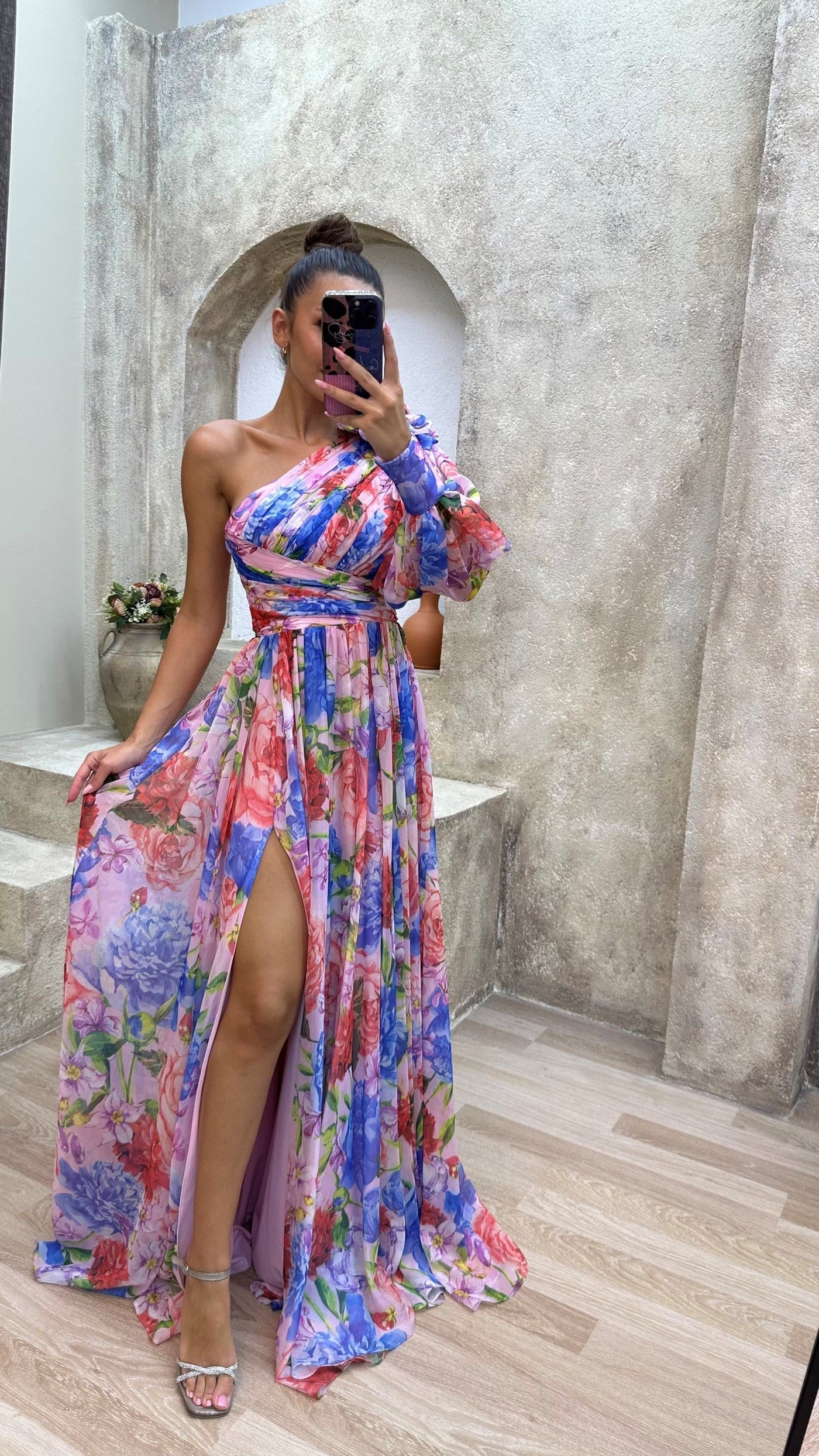 Talia - One shoulder floral maxi dress