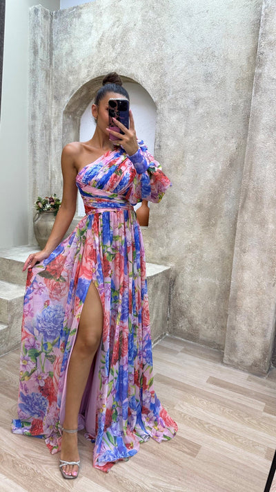 Talia - One shoulder floral maxi dress