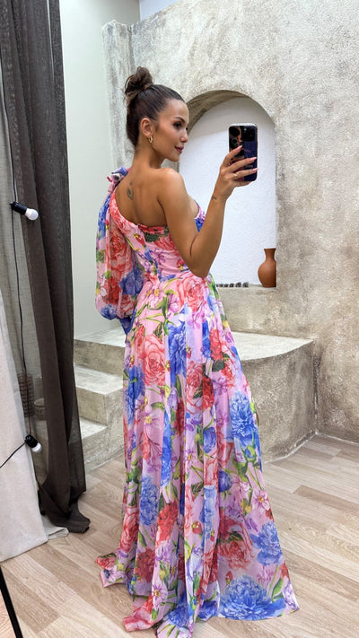 Talia - One shoulder floral maxi dress