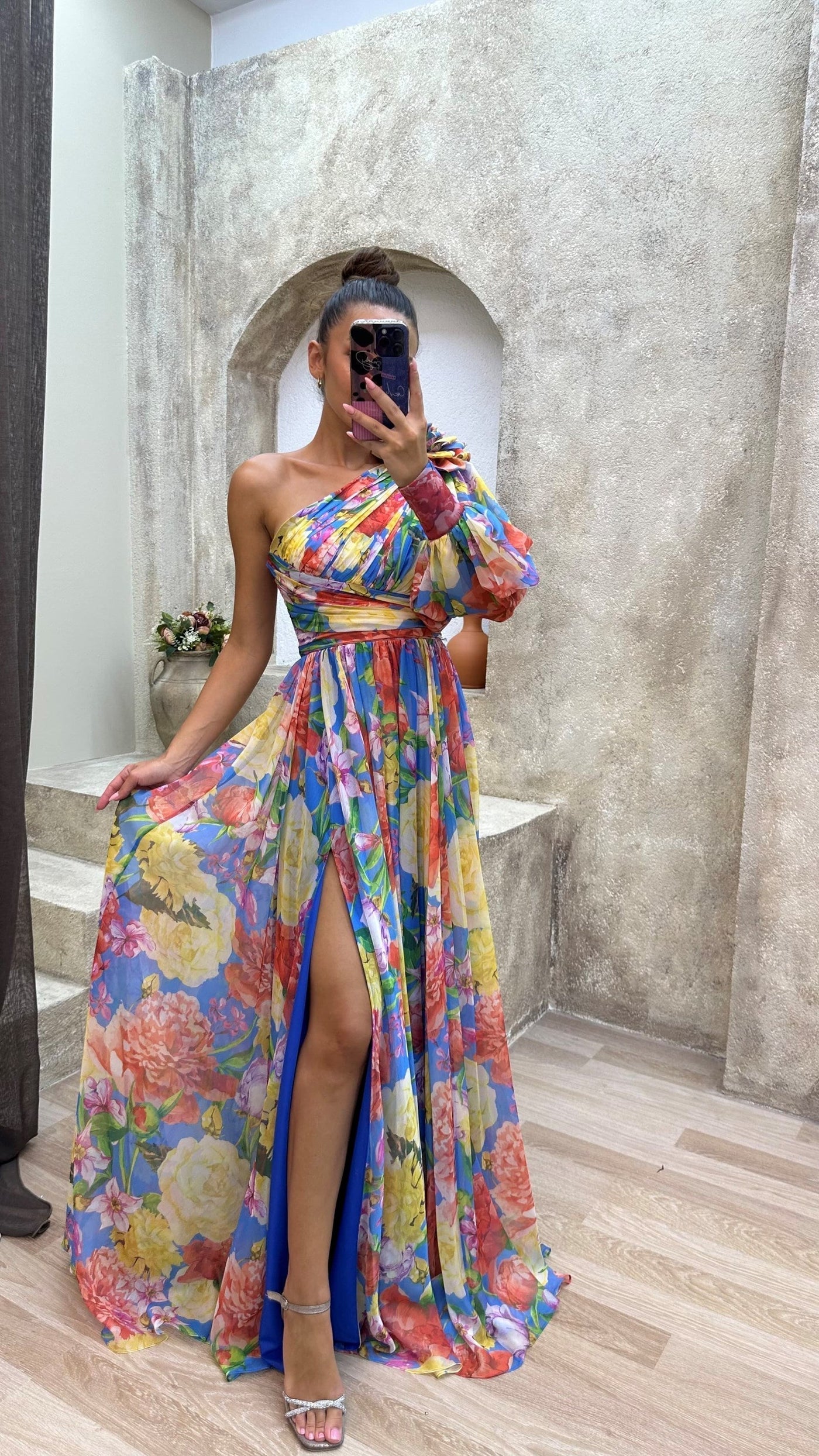 Talia - One shoulder floral maxi dress