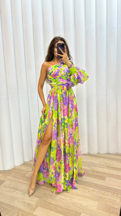 Talia - One shoulder floral maxi dress