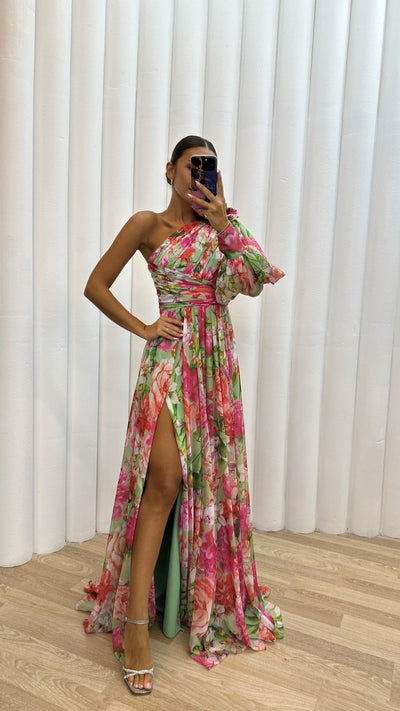 Talia - One shoulder floral maxi dress