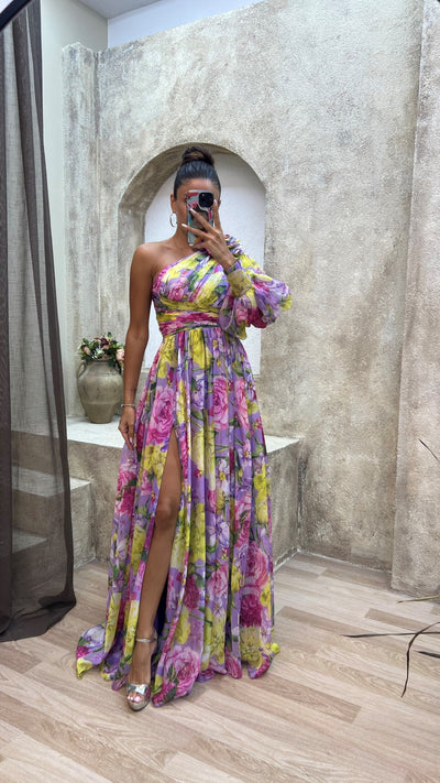 Talia - One shoulder floral maxi dress