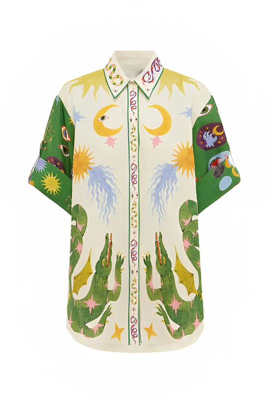 Zaya - Graphic Print Shirt & Shorts Set