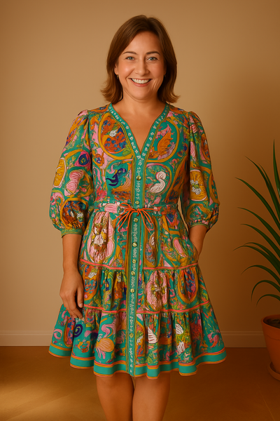 Tamara | Printed Lace-Up Dress