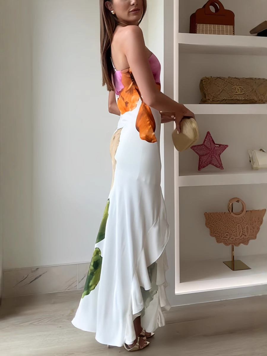 Amelina - One-Shoulder Watercolor Maxi Dress