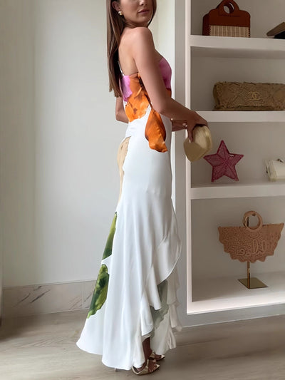 Amelina - One-Shoulder Watercolor Maxi Dress