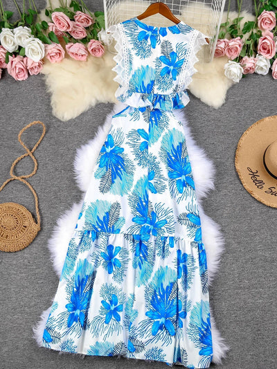 Margie - Trendy Sleeveless Lace Maxi Dress