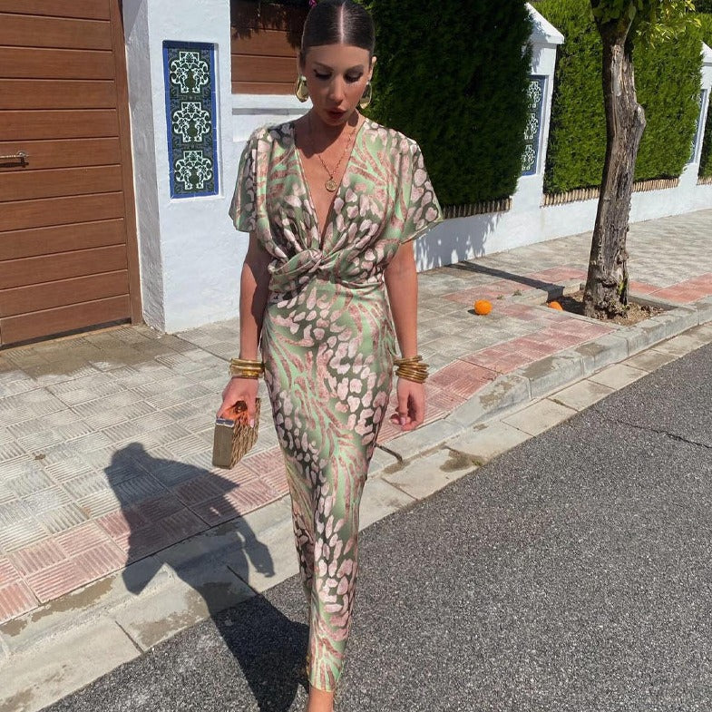 Roxane | Long dress with twisted V-neck