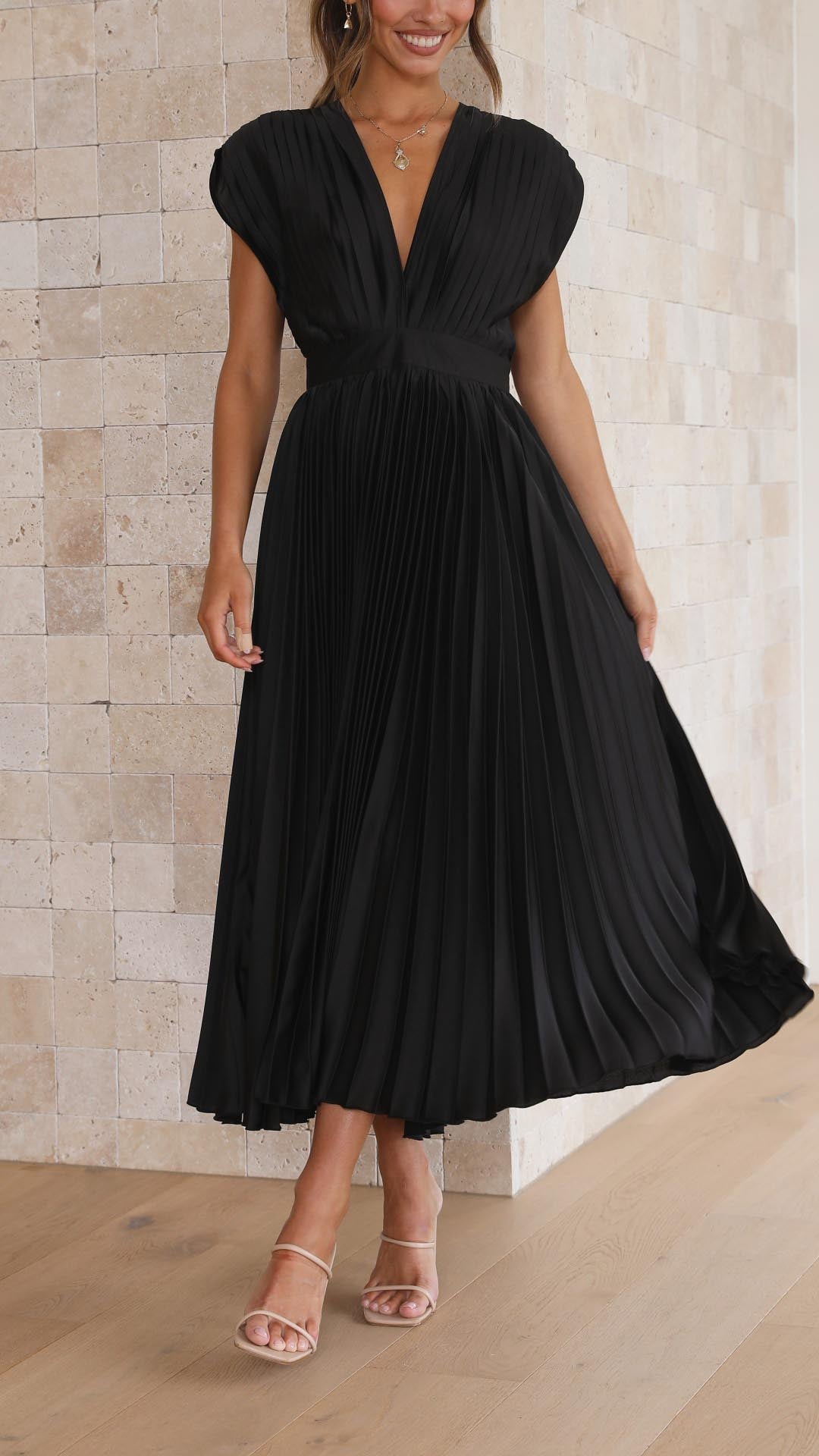 Sienna - Pleated satin midi dress