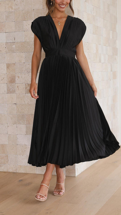 Sienna - Pleated satin midi dress