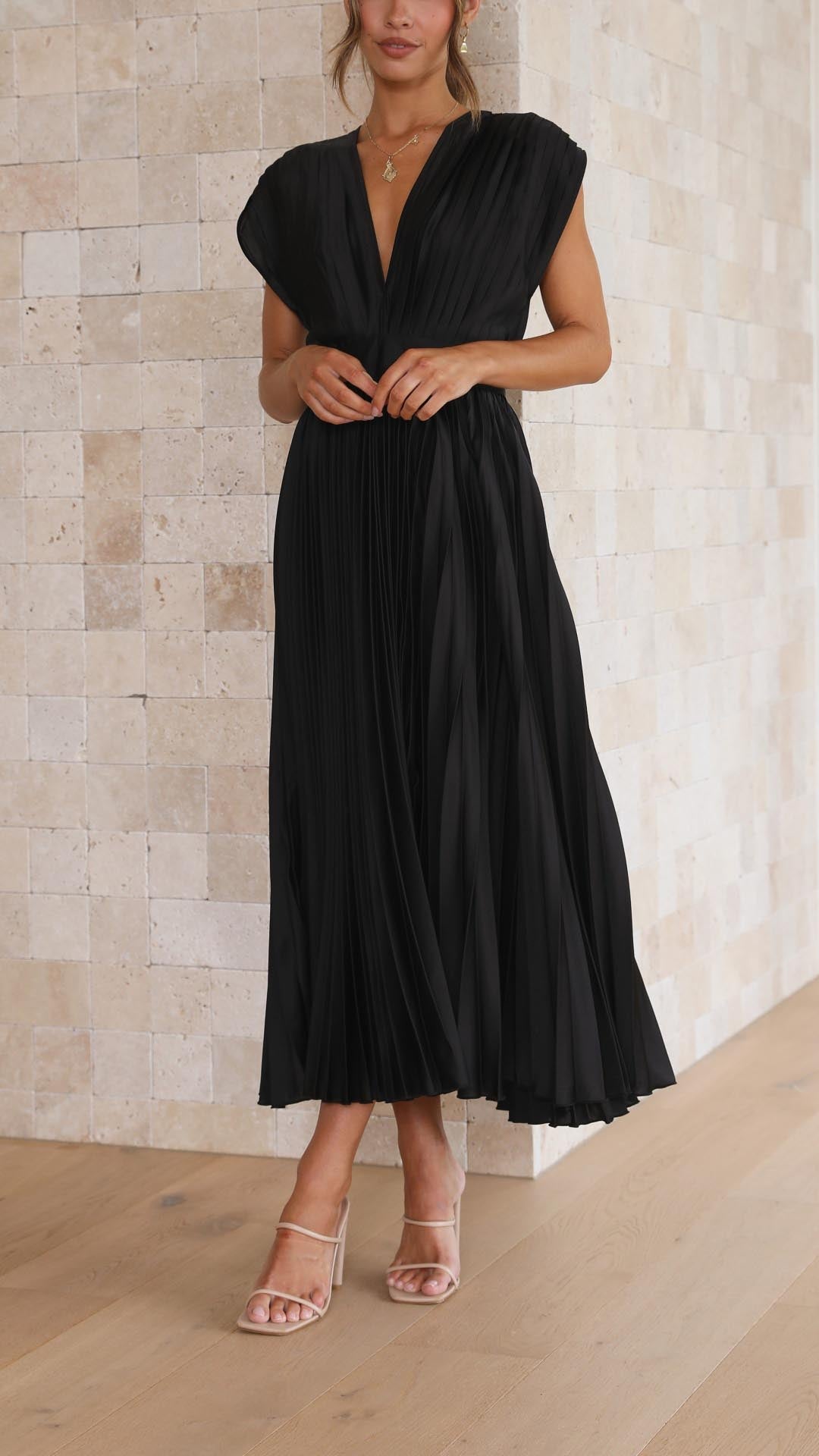 Sienna - Pleated satin midi dress