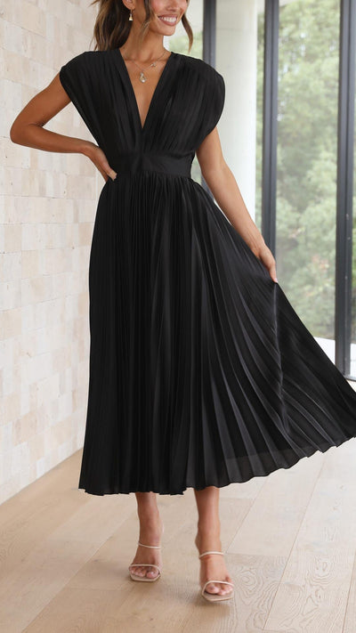 Sienna - Pleated satin midi dress