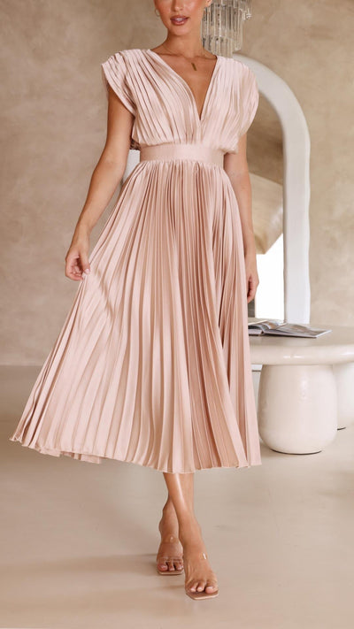 Sienna - Pleated satin midi dress