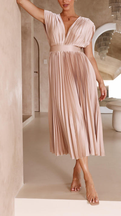 Sienna - Pleated satin midi dress