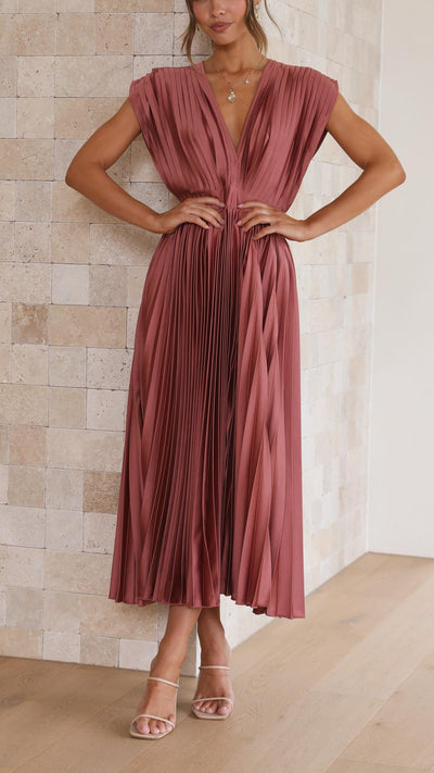 Sienna - Pleated satin midi dress