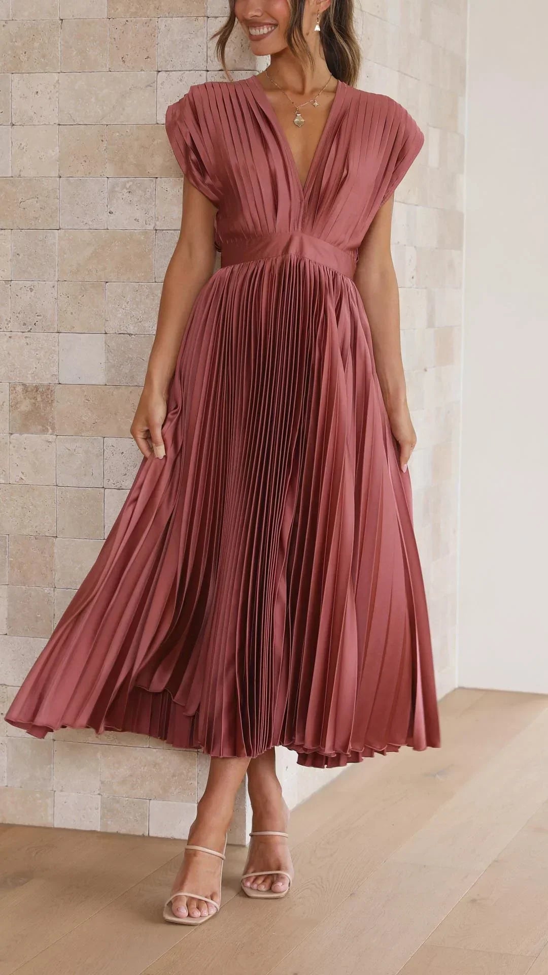Sienna - Pleated satin midi dress