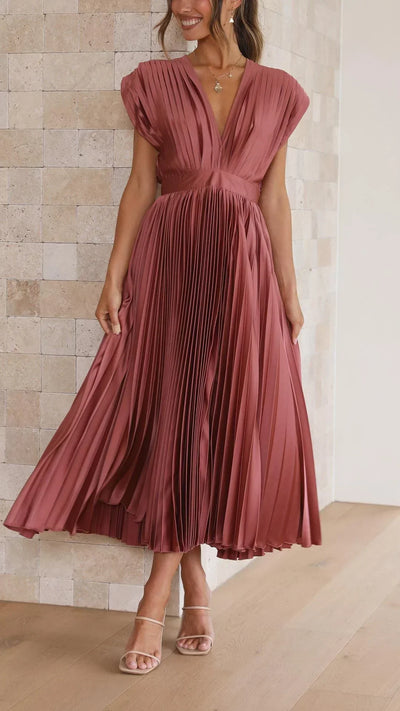 Sienna - Pleated satin midi dress