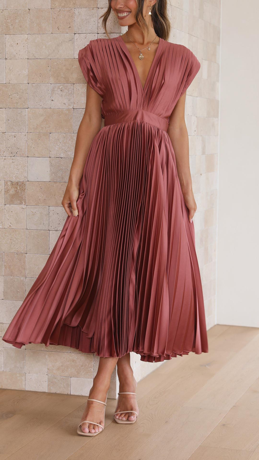 Sienna - Pleated satin midi dress