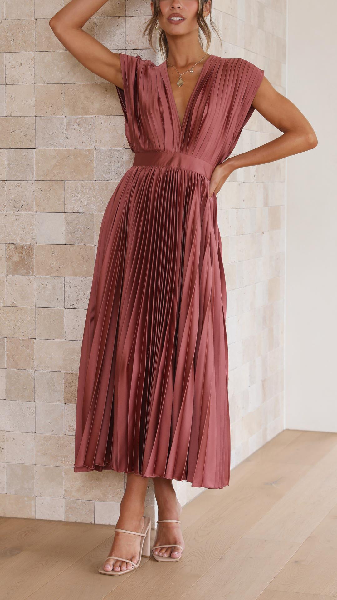 Sienna - Pleated satin midi dress