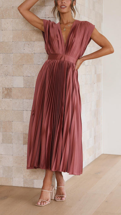 Sienna - Pleated satin midi dress