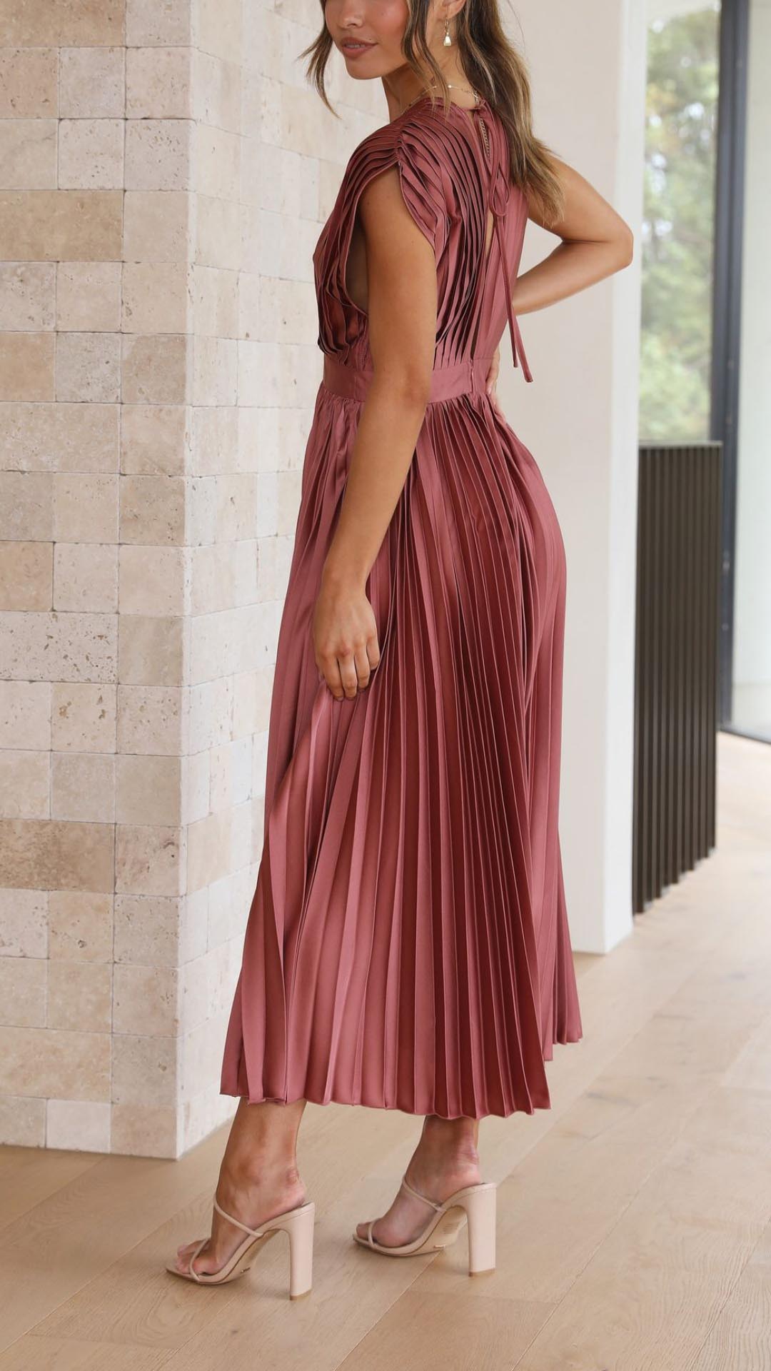 Sienna - Pleated satin midi dress