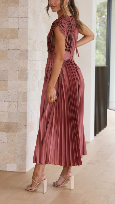 Sienna - Pleated satin midi dress