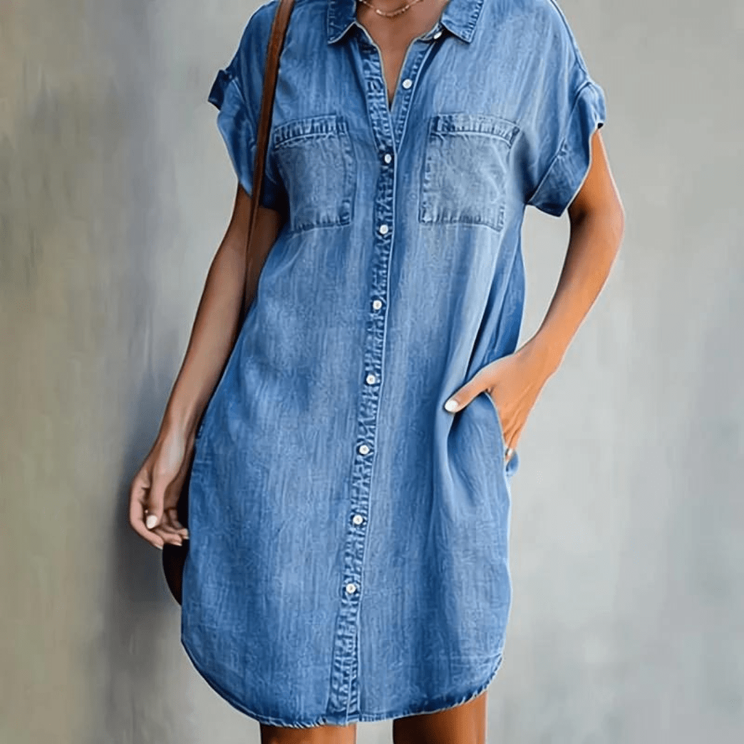 Martina | Short-sleeved denim dress