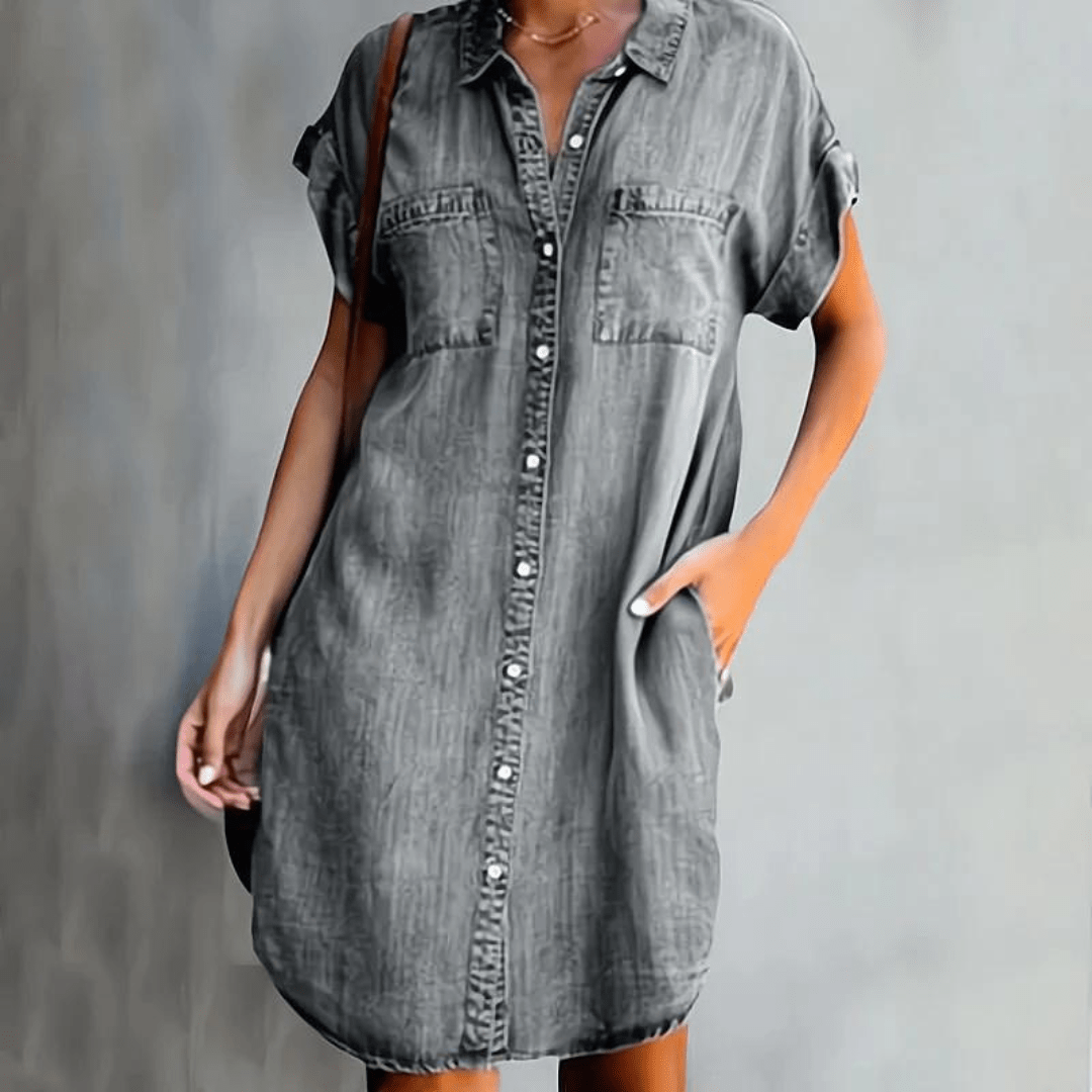 Martina | Short-sleeved denim dress