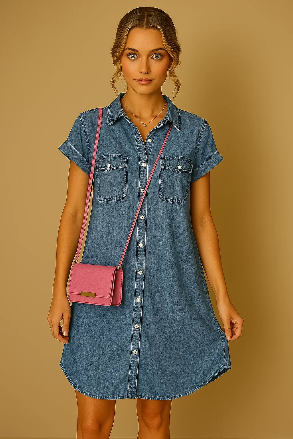 Martina | Short-sleeved denim dress