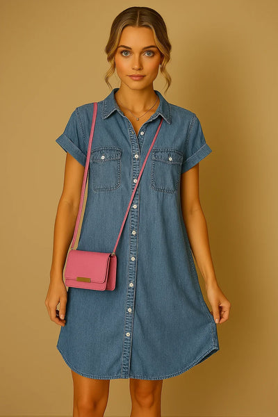 Martina | Short-sleeved denim dress