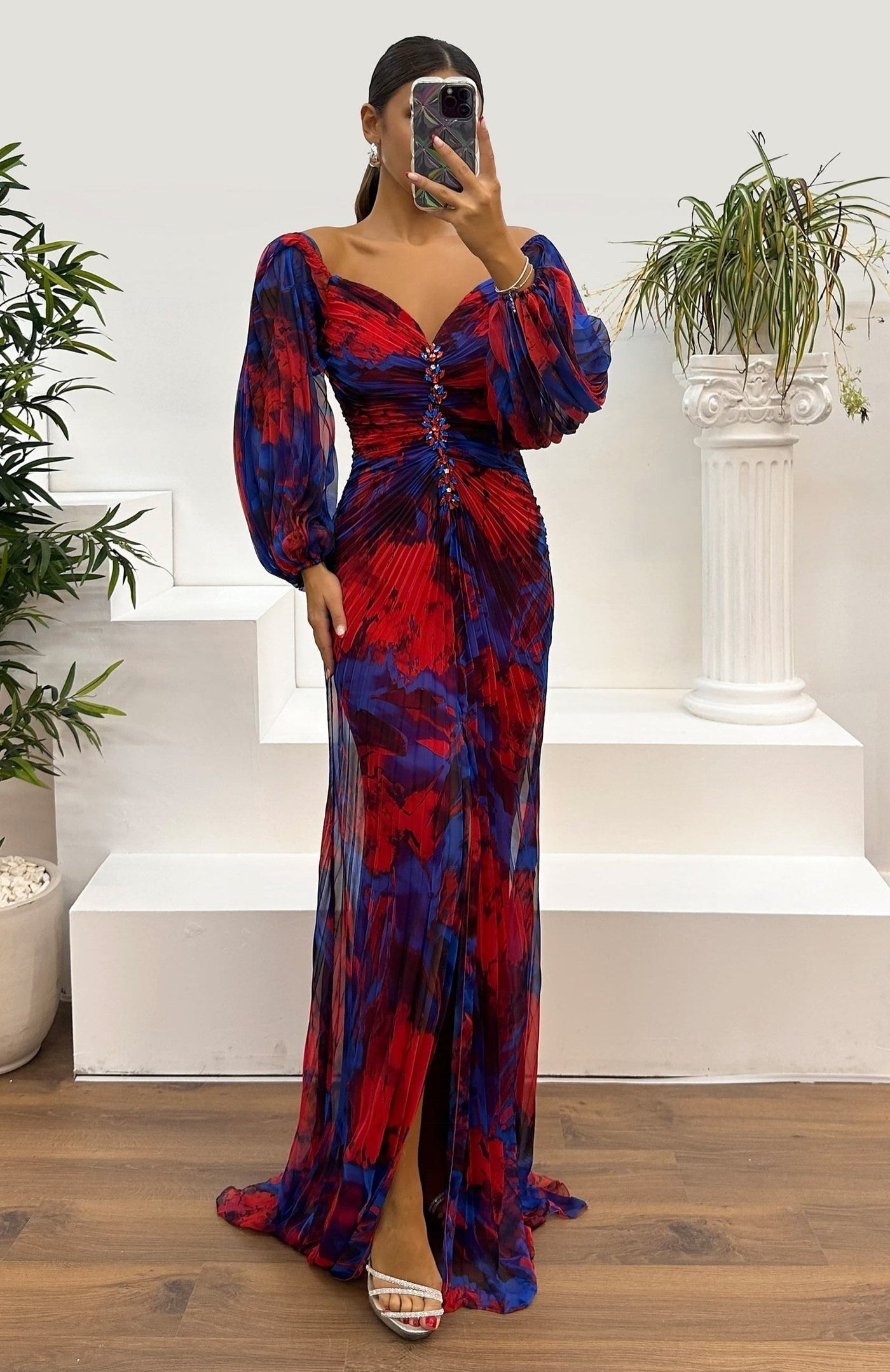 Tessa - Off shoulder pleated gown