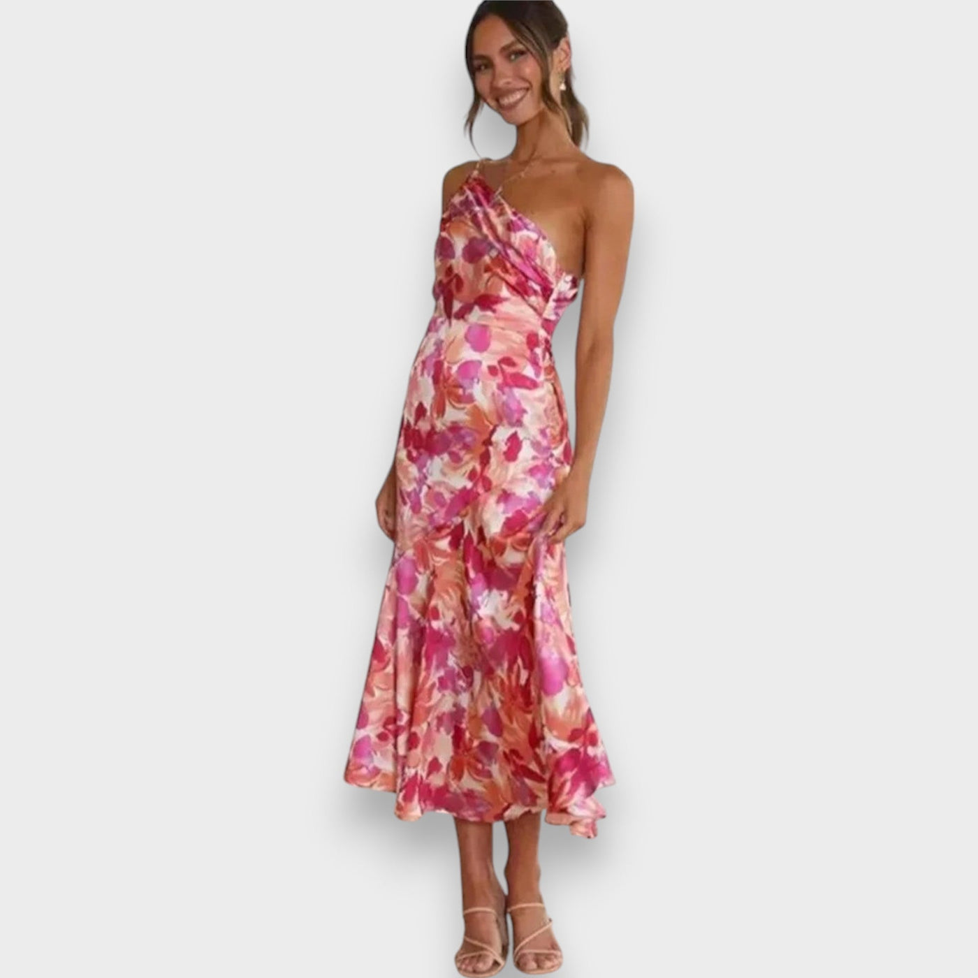 Maisie - One shoulder floral midi dress