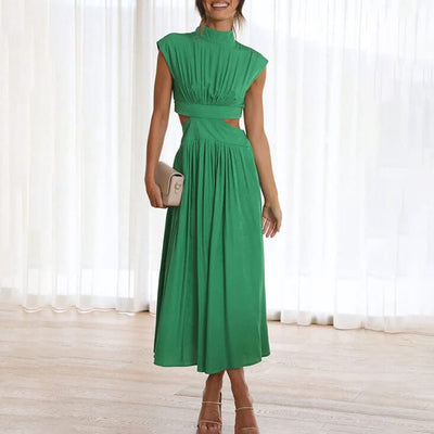 Diana | Pleated High Neck Dress