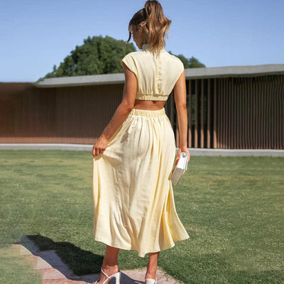 Diana | Pleated High Neck Dress