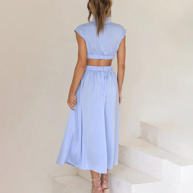 Diana | Pleated High Neck Dress