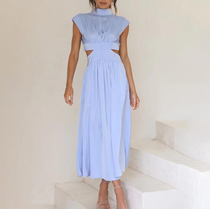 Diana | Pleated High Neck Dress