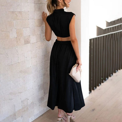 Diana | Pleated High Neck Dress