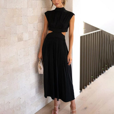 Diana | Pleated High Neck Dress